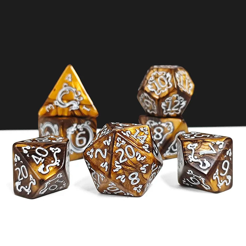 7pcs DND Dice 7Pcs/set Dragon Pattern Polyhedral Dices Role Playing