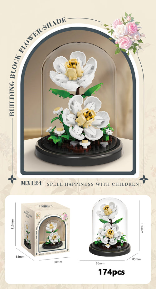 Eternal Flower Bouquet Bonsai Potted Plant Micro Building Blocks Model