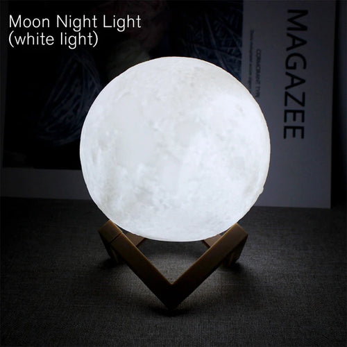 Moon Lamp LED Night Light Battery Powered With Stand Starry Lamp For
