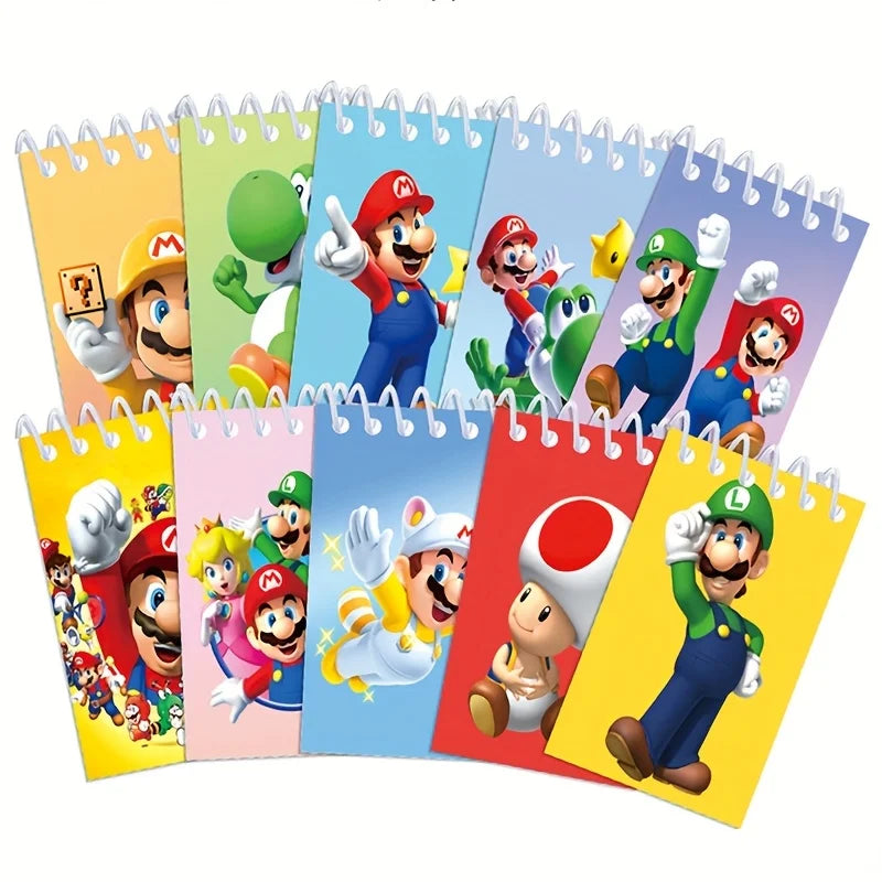 10pcs Super Mario Notebook Party Favors Cartoon Character Coil Book