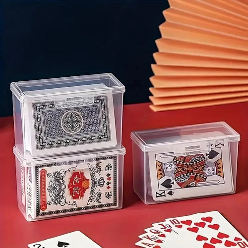 1/3pcs Playing Card Box, Clear Deck Case, Two Poker Images Can Be
