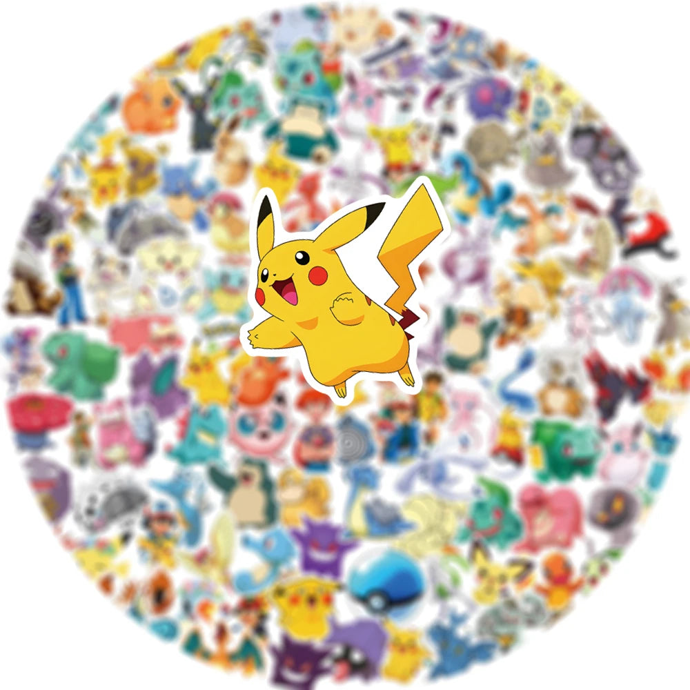 50/100/200pcs Pokemon Anime Stickers Pikachu Kawaii Sticker Laptop