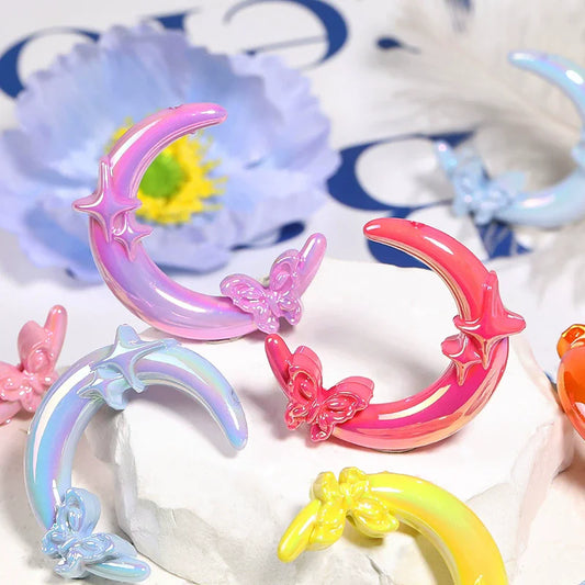 New acrylic star butterfly UV-coated double-hole moon Beads diy crafts