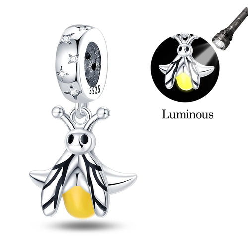 Fit Original 925 Sterling Silver Charms Beads Luminous Firefly Charms