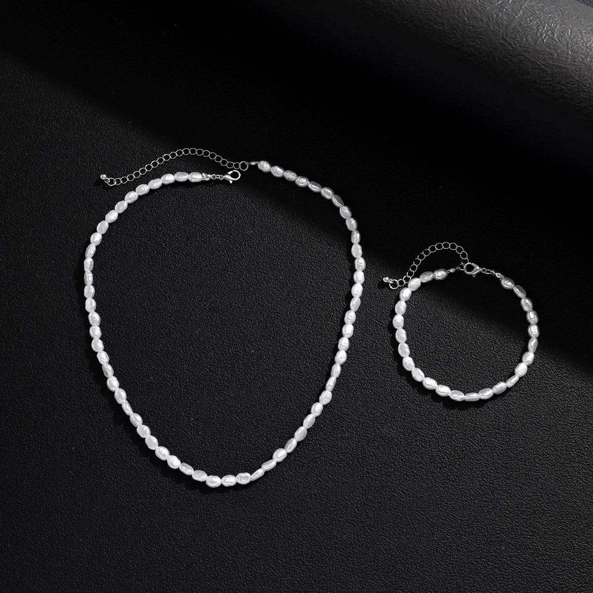 Fashion Imitation Pearl Men's Necklace Handmade Classic Necklace
