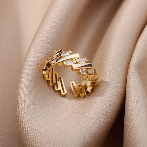 Fashion Hollow Initial Letter Heart Rings For Women Gold Color