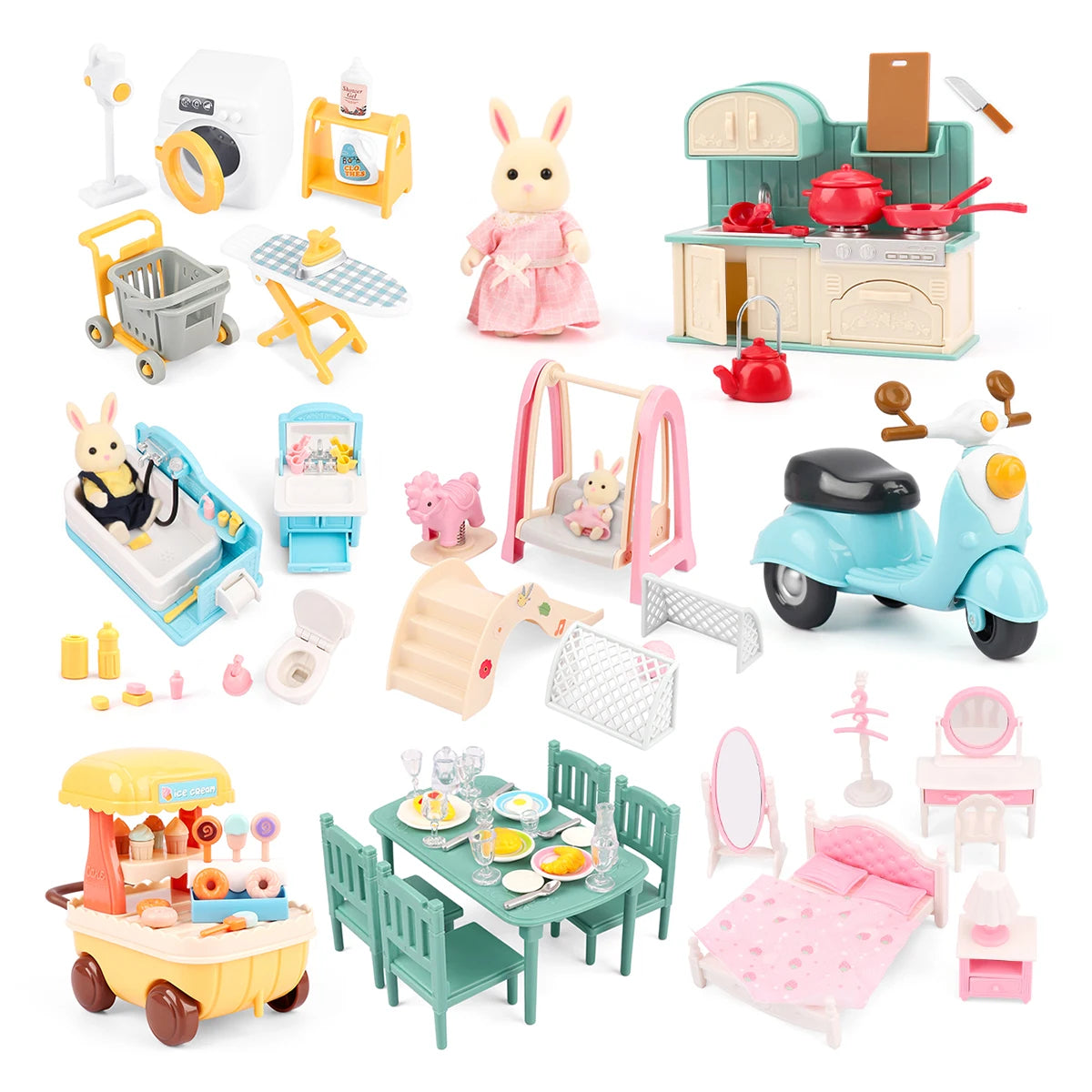1:12 Miniature Furniture Forest Family Kitchen Toy Dining Table