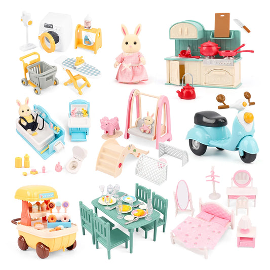 1:12 Miniature Furniture Forest Family Kitchen Toy Dining Table