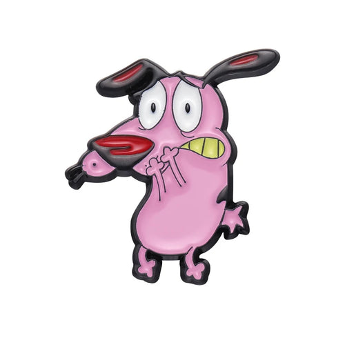Cartoon Courage Cowardly Dog Brooch Enamel Pins Cute Pink Animal Dog