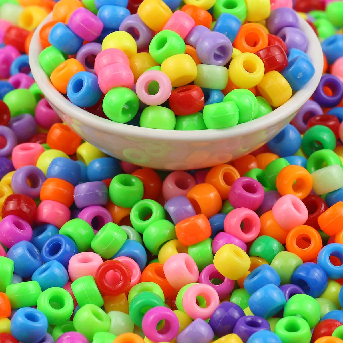 100/400pcs 6x9mm Solid Color Large Hole Pony Beads DIY Jewelry Making