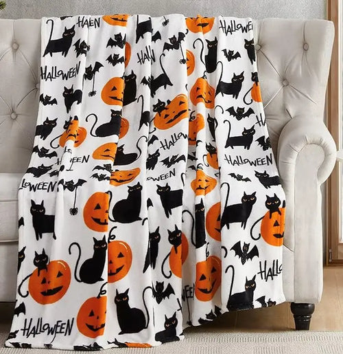 1PC Gifts Blanket Black Bats Printed Flannel Blanket Perfect for Sofa