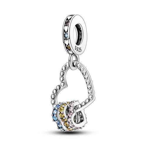 Charms Beads 925 Sterling Silver Tree of Life Peach Heart Sweet Love
