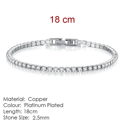 Silver Color 2.5/3/4/5mm Zircon Tennis Bracelet For Women Men Dazzling