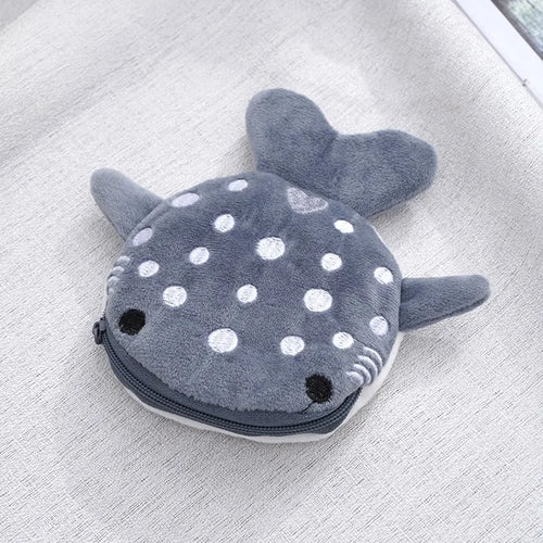 New Cartoon Shark Plush Coin Purse, Cute Pendant, Data Cable Bag,