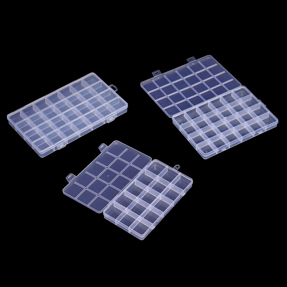 15/24/28Grids Transparent Plastic Organizer Box Jewelry Beads Storage