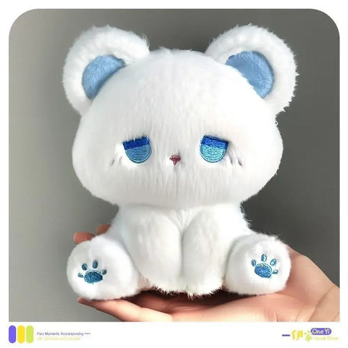 Cute Sleepy Emo Black Cat 16cm Plush Toy Soft Fluffy Cartoon Sitting