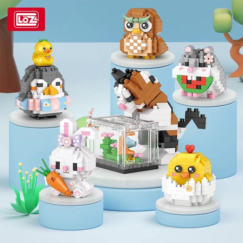 LOZ cute Cartoon Cat Animal Toy Dolphins owls chick cats dogs Model