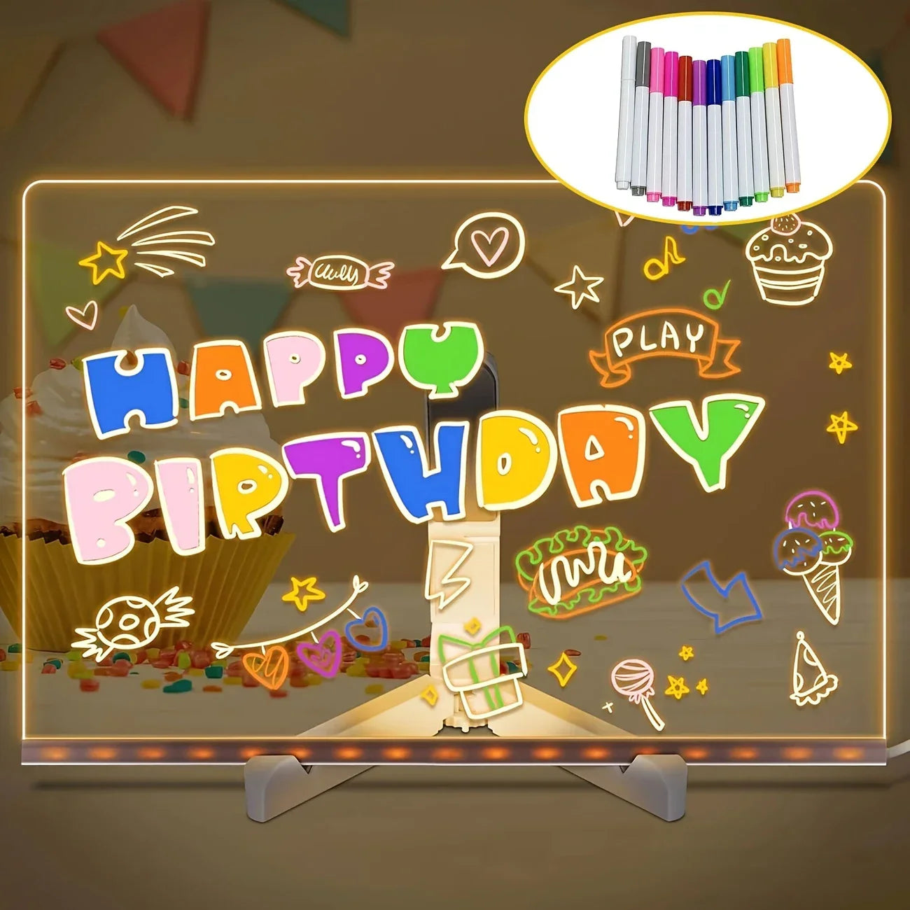 LED Note Board DIY Acrylic Message Board Children‘s Drawing Board With