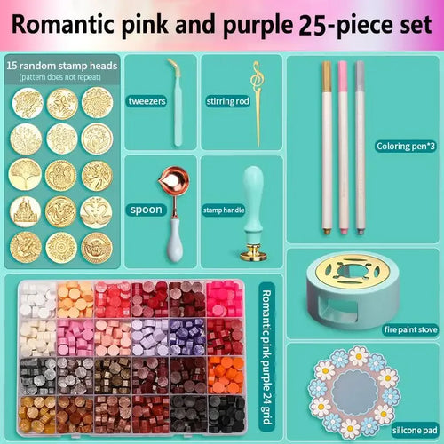Wax Seal Stamp Set Lacquered Stamp Sealing Wax Kit DIY Craft Supplies