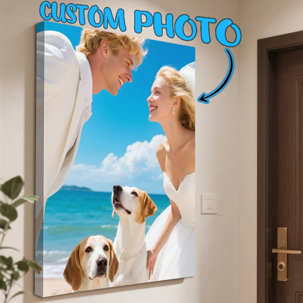 1pc big size canvas custom photo,personalized gift for room