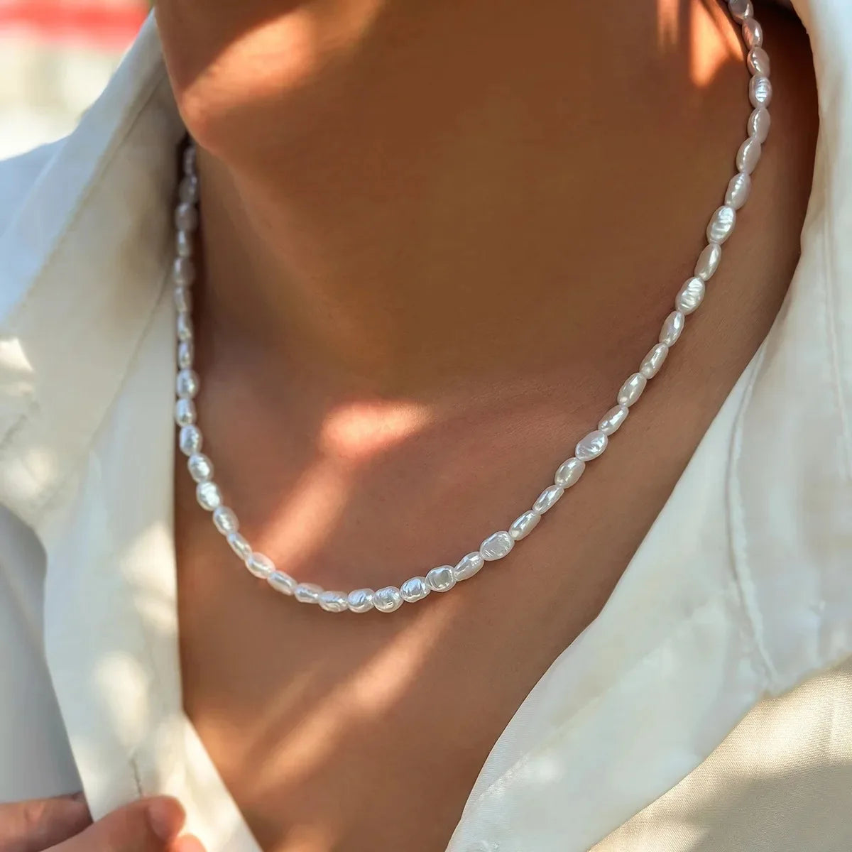 Fashion Imitation Pearl Men's Necklace Handmade Classic Necklace