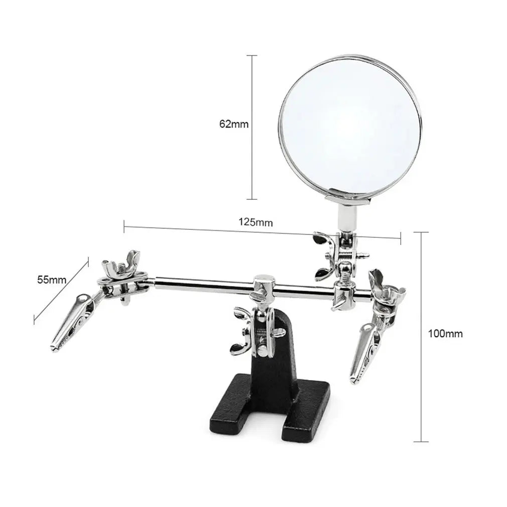 Helping Hands Magnifier Stand with Dual Alligator Clips Adjustable 5X