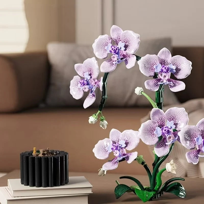 619PCS Phalaenopsis Building Blocks Flowers Orchid Potted Plants