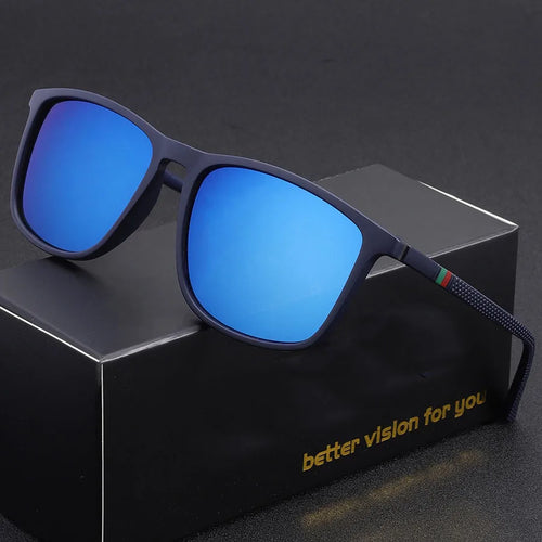 Classic Square Men's Sunglasses Comfortable Lightweight Black Frame