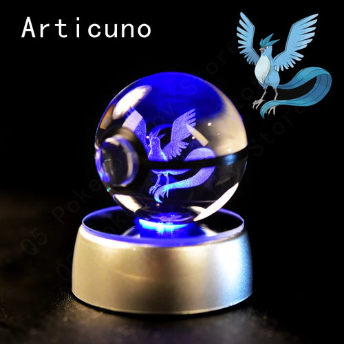 Pokemon Crystal Ball 3D Pikachu Mewtwo Mew Gengar Night Light Lamp