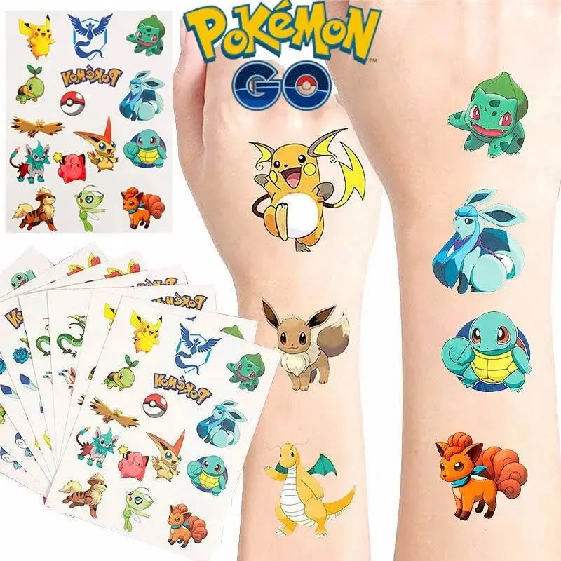 3PCS Pokemon Temporary Tattoo Stickers Children Pikachu Sticker Funny