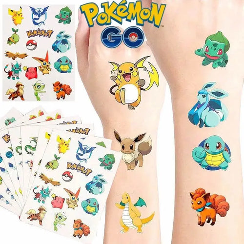 3PCS Pokemon Temporary Tattoo Stickers Children Pikachu Sticker Funny