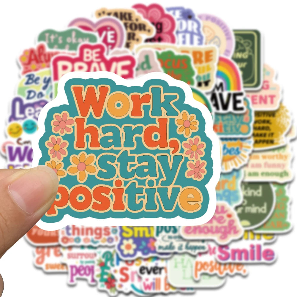 50PCS Positive Affirmation Stickers Kawaii Harajuku Skateboard