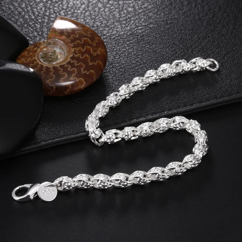 Fine 925 Sterling Silver Noble Nice Chain Solid Bracelet for Women Men