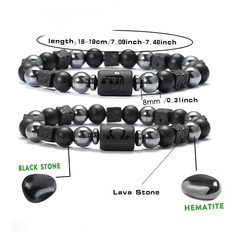 12 Constellation Zodiac Bracele Signs Beads Couples Bracelet Square