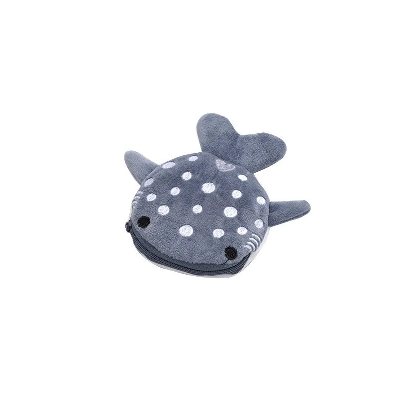 New Cartoon Shark Plush Coin Purse Cute Coin Holder with Keyring Data