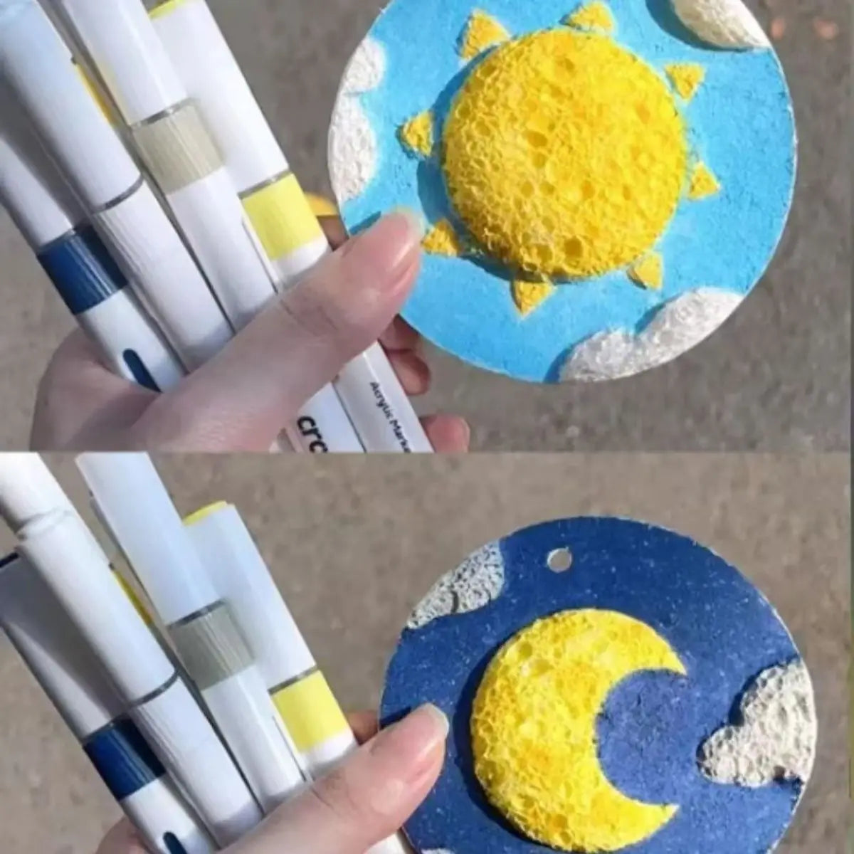 10Pcs Foam Texture Paper Square & Round Foam Texture Blank Painting