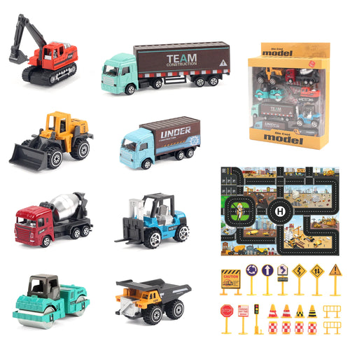 6pcs/set Alloy Engineering Truck Toy Car Classic Construction Model