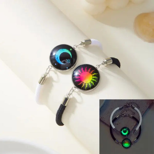 Romantic Luminous Sun Moon Couple Bracelets for Women Men Handmade