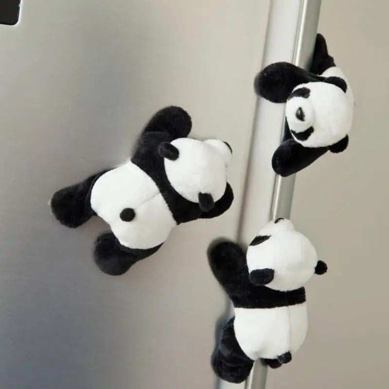 Cute Soft Plush Panda Magnet - Oval Fabric Whiteboard & Fridge Decor,