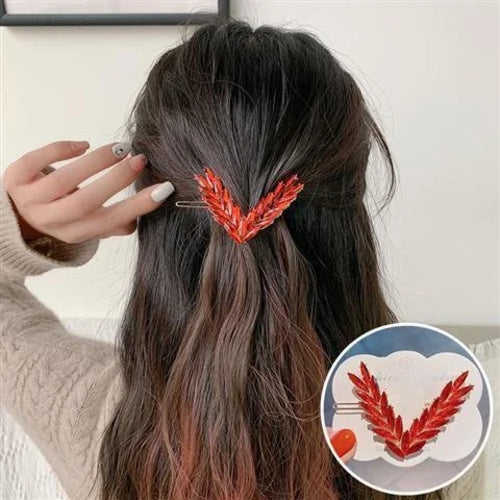 Luxury Shining Crystal Hair Clip For Women Korean V Shape Buckle