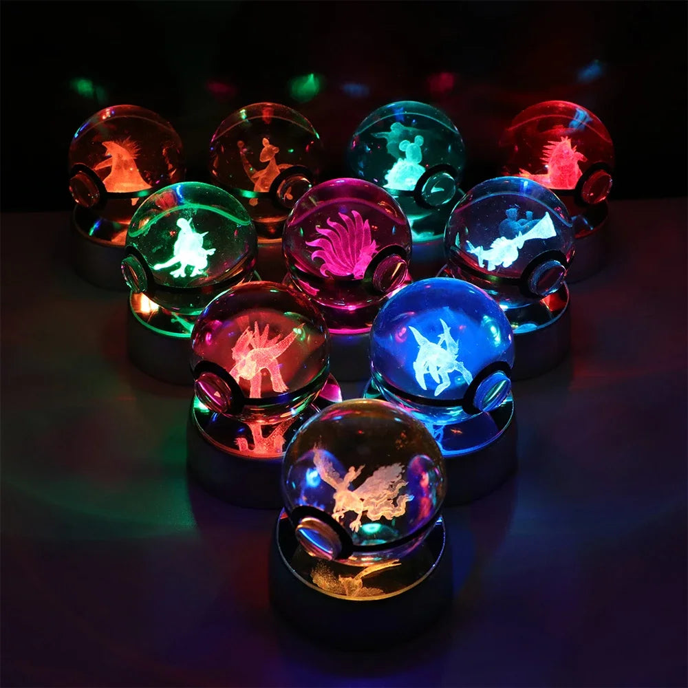 Pokemon Crystal Ball Pikachu Gengar Eevee Mewtwo Lacario Anime Game