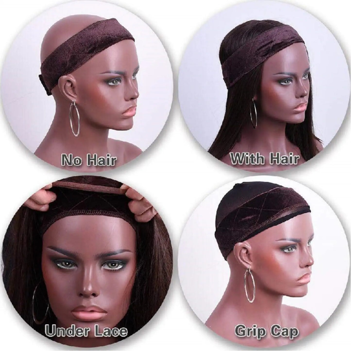 Wig Grip Bands and Dome Mesh Wig Caps for Keeping Wigs in Place