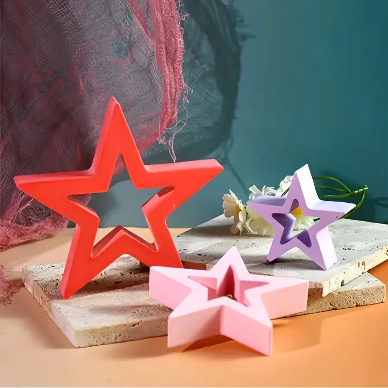 3PCS Star-Shaped Silicone Casting Molds, 3D Hollow Star DIY Craft