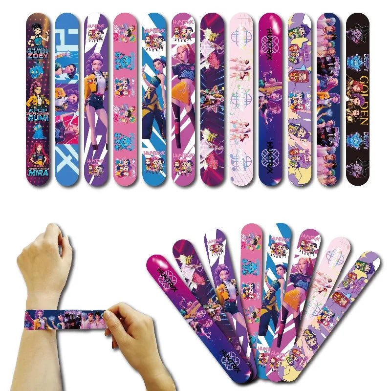 12/24/36  PCS  Kpop Demon Hunter Slap Bracelets Anime Snap Wristband