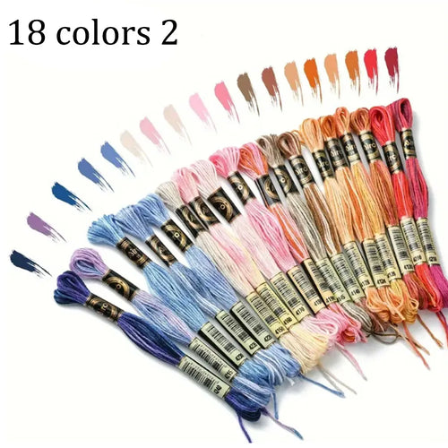 18 Colors Embroidery Thread Cotton Sewing Skeins Craft Cross Stitch