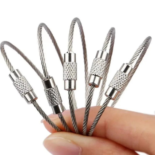 10Pcs Wire Rope Key Chain Stainless Steel Wire Keychain Carabiner