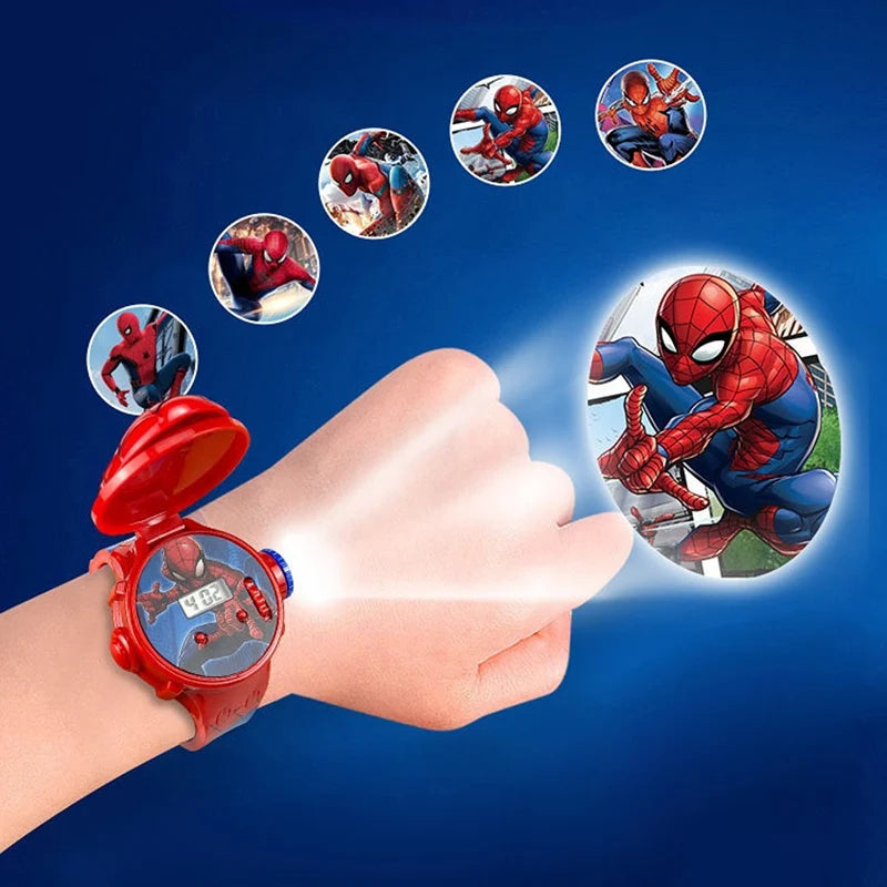 2025 New 3D Projection Spiderman Children Watches for Kids Frozen Elsa