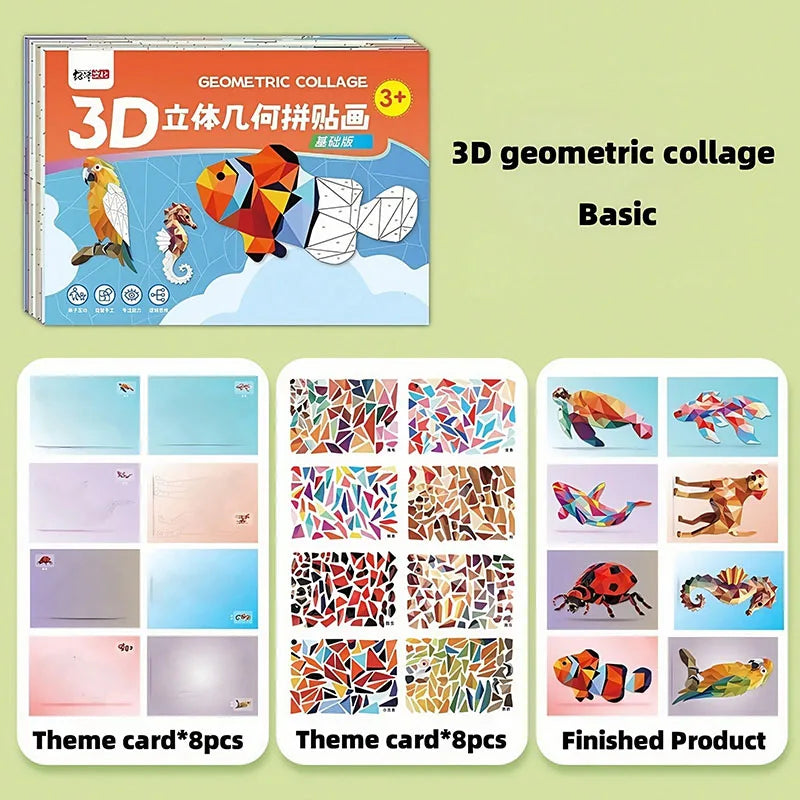 3D Animal Jigsaw Puzzle Stickers DIY Handmade Creative Collage Art Set