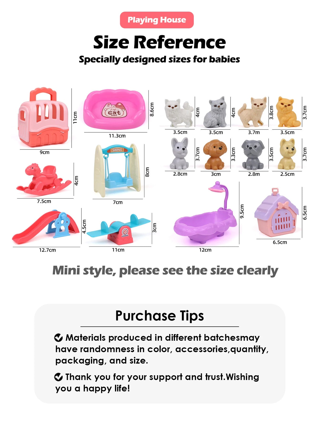 8pcs/set Cute Dog Pet Basket Family Toys Dog Doll Set Dog Cage Toys