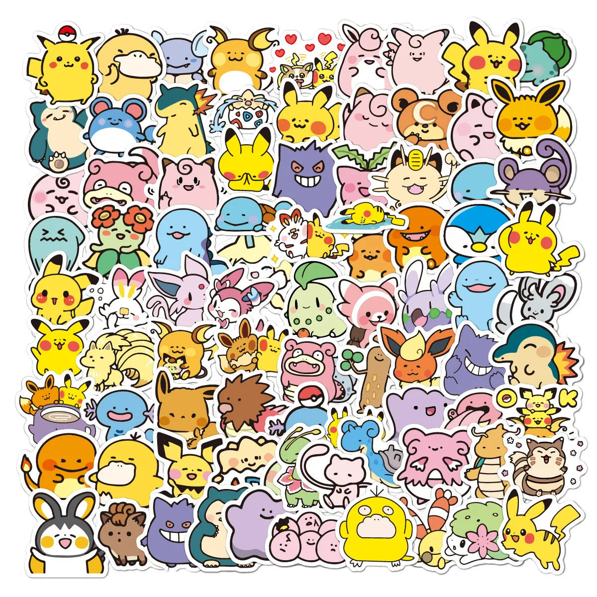 50/100PCS Kawaii Anime Pokemon Stickers Pikachu Decals DIY for Laptop